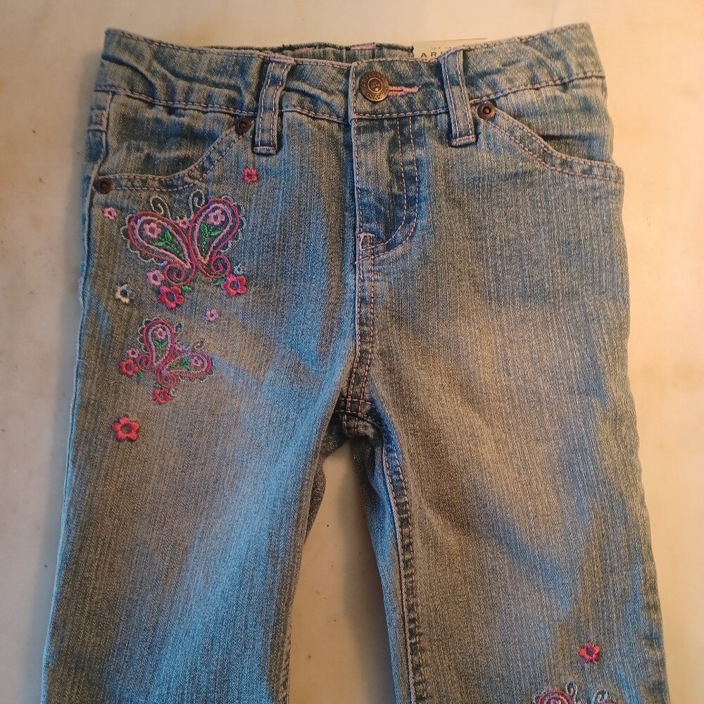 Arizona Girls 4T Capri Jeans Embroidered Butterfly Adjustable Waist NWT